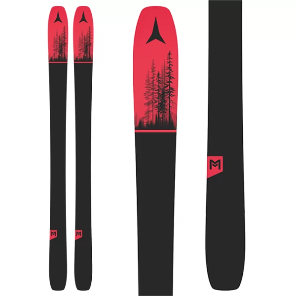 Atomic Maverick 95 TI Skis 2023 in black and red.