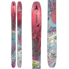 Atomic Bent 110 Skis 2023 in pink, blue, white, and yellow