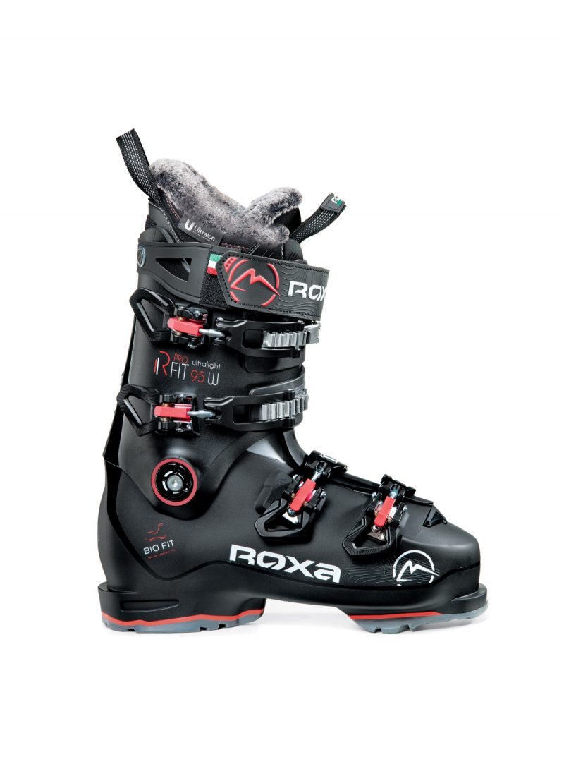 Roxa RFit Pro 95 Women Ski Boot 2023 in black and red.
