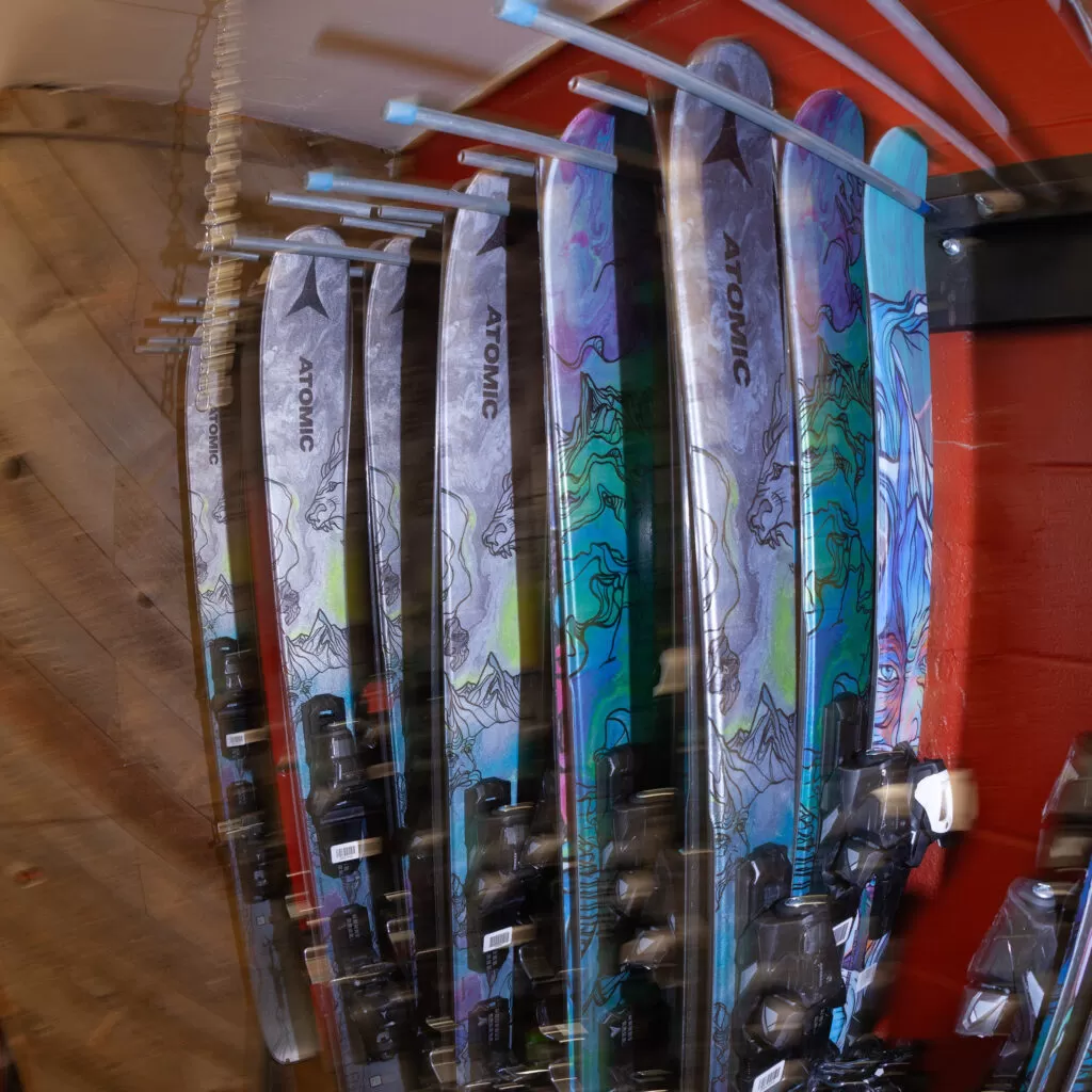 Atomic lease skis at Eco Lounge